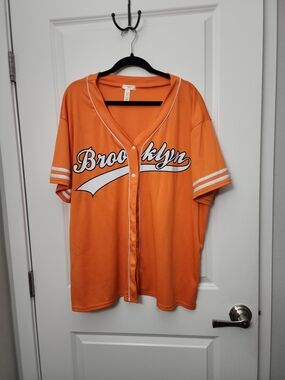 3/$25  Brooklyn Script Baseball Jersey - Bright Orange